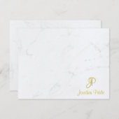 金ゴールドの手書きの原稿の名前の文字の大理石のテンプレート ノートカード (正面/裏面)