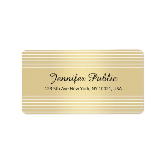 金ゴールドの手書きスクリプトのエレガントテンプレート ラベル (正面)