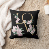 金ゴールドの手紙の中にマグノリアの花と恋 クッション (ブランケット)