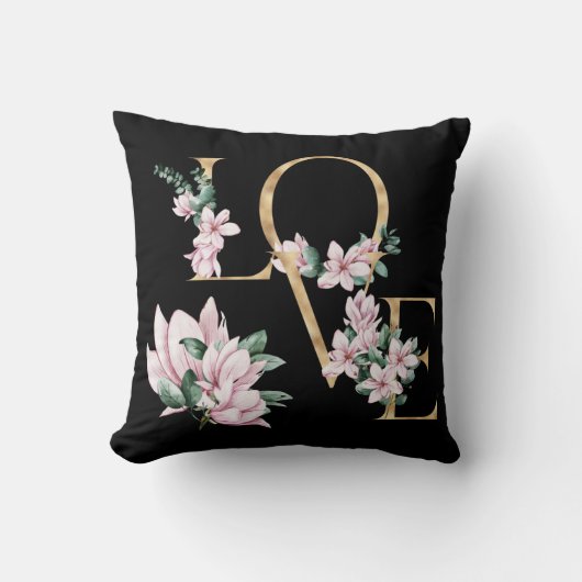金ゴールドの手紙の中にマグノリアの花と恋 クッション (正面)