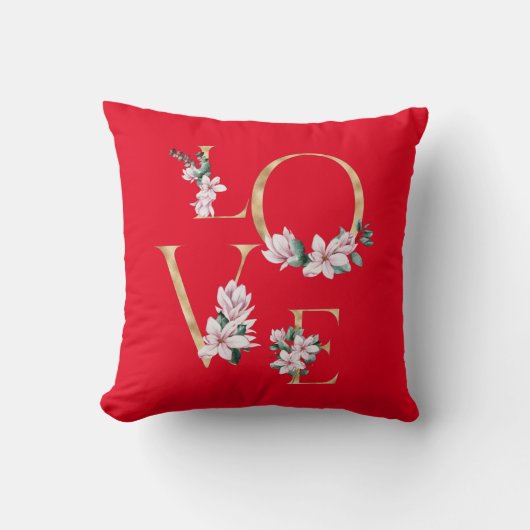 金ゴールドの手紙の中にマグノリアの花と恋 クッション (正面)