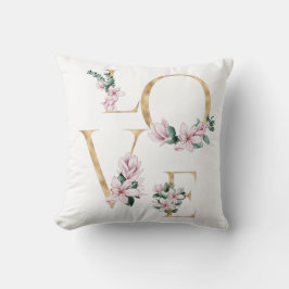 金ゴールドの手紙の中にマグノリアの花と恋 クッション