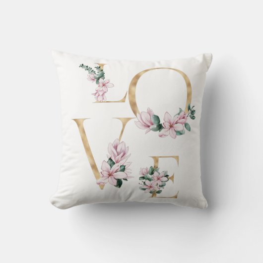 金ゴールドの手紙の中にマグノリアの花と恋 クッション (正面)