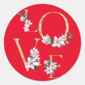 金ゴールドの手紙の中にマグノリアの花と恋 ラウンドシール (正面)