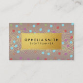 金ゴールドの折れ線アート | ブラシカラフルの斑点 名刺 (正面)