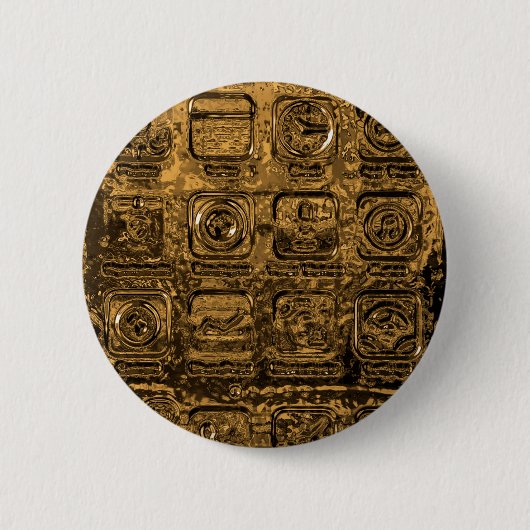 金ゴールドの携帯電話アイコン 缶バッジ (正面)