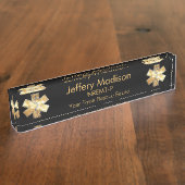 金ゴールドの救急医療隊員EMT EMS デスクネームプレート (側面)