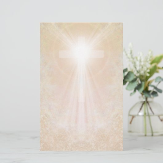 金ゴールドの文房具の十字 便箋 (スタンド正面)