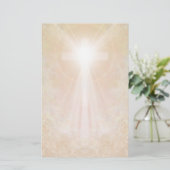 金ゴールドの文房具の十字 便箋 (スタンド正面)