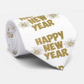 金ゴールドの新年の花火大会 ネクタイ (ロール)