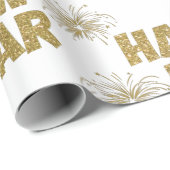 金ゴールドの新年の花火大会 ラッピングペーパー (ロールコーナー)