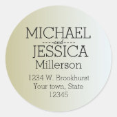 金ゴールドの日の出パーソナライズされたの住所 ラウンドシール (正面)