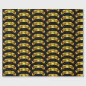 金ゴールドの明けましておめでとうのリボンのパーティーの覆い ラッピングペーパー (フラット)