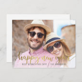 金ゴールドの明けましておめでとうの原稿|のカスタムな写真 シーズンポストカード (正面/裏面)