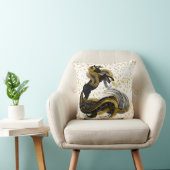 金ゴールドの星との黒および金ゴールドのユニコーン クッション (椅子)