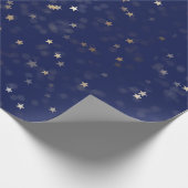 金ゴールドの星とドットのブルーラッピング紙 ラッピングペーパー (角)