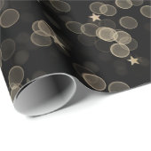 金ゴールドの星とドット（黒） ラッピングペーパー (ロールコーナー)