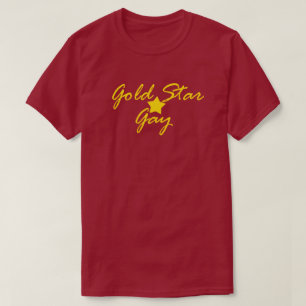 金ゴールドの星のゲイ Tシャツ
