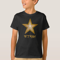金ゴールドの星のプリント「星!」 Tシャツの黒をからかいます