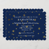 金ゴールドの星の夜空のベビーシャワー 招待状 (正面/裏面)