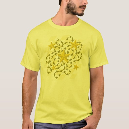 金ゴールドの星及びトゲのTシャツ Tシャツ (正面)