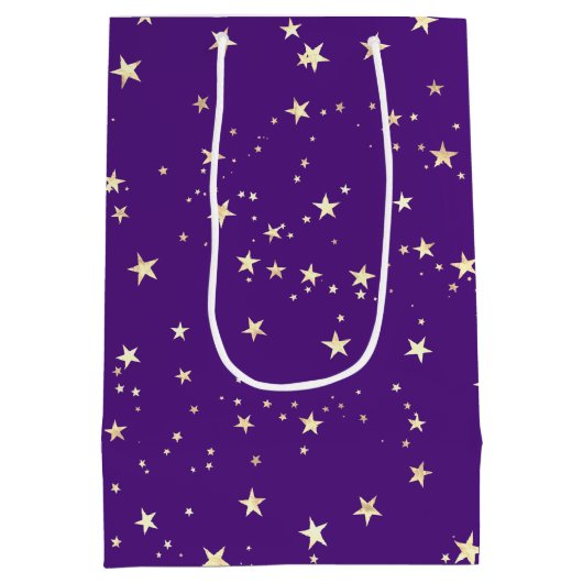 金ゴールドの星王室のの背景 ミディアムペーパーバッグ (裏面)