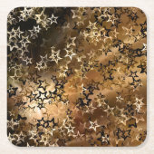 金ゴールドの星 スクエアペーパーコースター (正面)