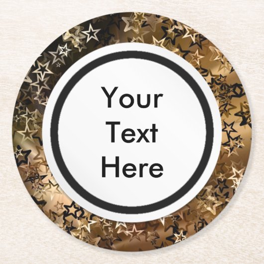 金ゴールドの星 ラウンドペーパーコースター (正面)