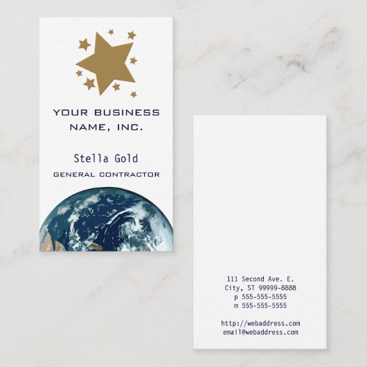 金ゴールドの星 名刺 (正面/裏面)