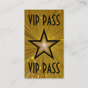 金ゴールドの星「VIPパス」の名刺の黒の背部 ロイヤリティカード