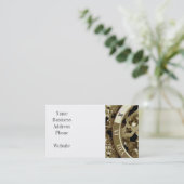 金ゴールドの時計およびギアのSteampunkの機械ギフト 名刺 (スタンド正面)