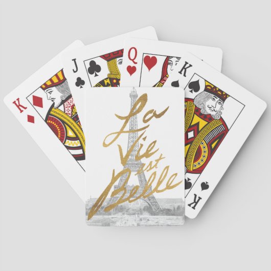 金ゴールドの書くことのエッフェル塔 トランプ (裏面)