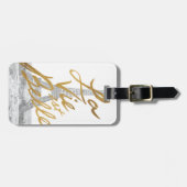 金ゴールドの書くことのエッフェル塔 ラゲッジタグ (正面横)