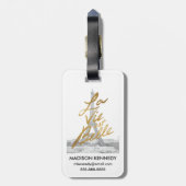 金ゴールドの書くことのエッフェル塔 ラゲッジタグ (裏面縦)