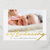 金ゴールドの書紹介写真ベビー 箔招待状 (正面)