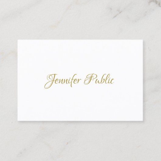 金ゴールドの書道の原稿のエレガントな最小主義のトレンディー 名刺 (正面)