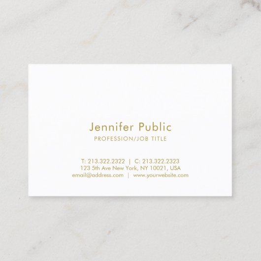 金ゴールドの書道の原稿のエレガントな最小主義のトレンディー 名刺 (裏面)