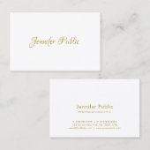 金ゴールドの書道の原稿のエレガントな最小主義のトレンディー 名刺 (正面/裏面)