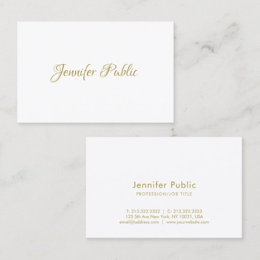 金ゴールドの書道の原稿のエレガントな最小主義のトレンディー 名刺 (正面/裏面)