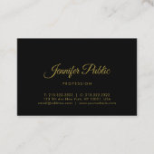金ゴールドの書道の原稿のモダンな最小主義の黒 名刺 (正面)