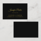 金ゴールドの書道の原稿のモダンな最小主義の黒 名刺 (正面/裏面)