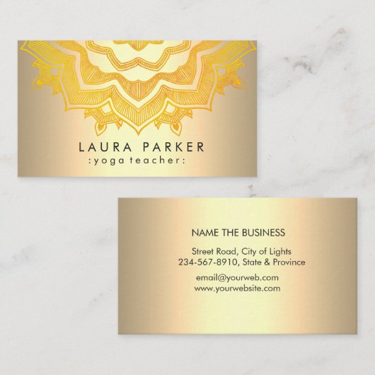 金ゴールドの曼荼羅のはすの花のヨガの黙想のホリスティック 名刺 (正面/裏面)