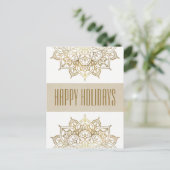 金ゴールドの曼荼羅のエレガントでシックで魅力的な休日の挨拶 シーズンポストカード (スタンド正面)