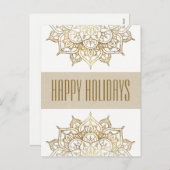 金ゴールドの曼荼羅のエレガントでシックで魅力的な休日の挨拶 シーズンポストカード (正面/裏面)