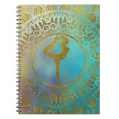 金ゴールドの曼荼羅のヨガのAsanaの記号 ノートブック (正面)