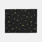 金ゴールドの月および星 フリースブランケット (正面(横))