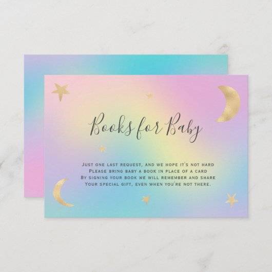 金ゴールドの月の星虹は本の赤ちゃんシャワーをもたらす エンクロージャーカード (正面/裏面)
