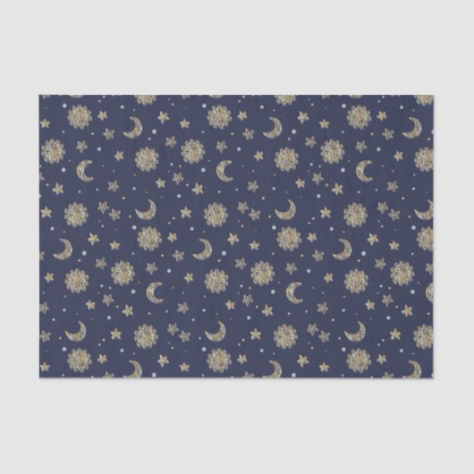 金ゴールドの月及び星 薄葉紙 (正面)