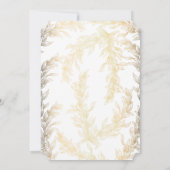 金ゴールドの月桂樹のリースの白くエレガントな写真の誕生日 招待状 (裏面)