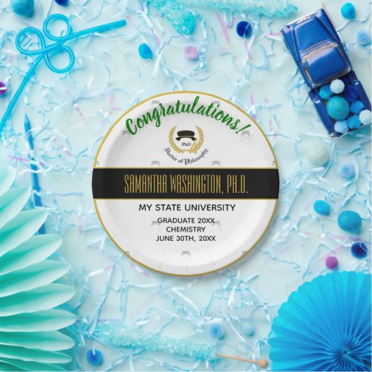 金ゴールドの月桂樹の医者程度PhDの卒業パーティー ペーパープレート (パーティー)